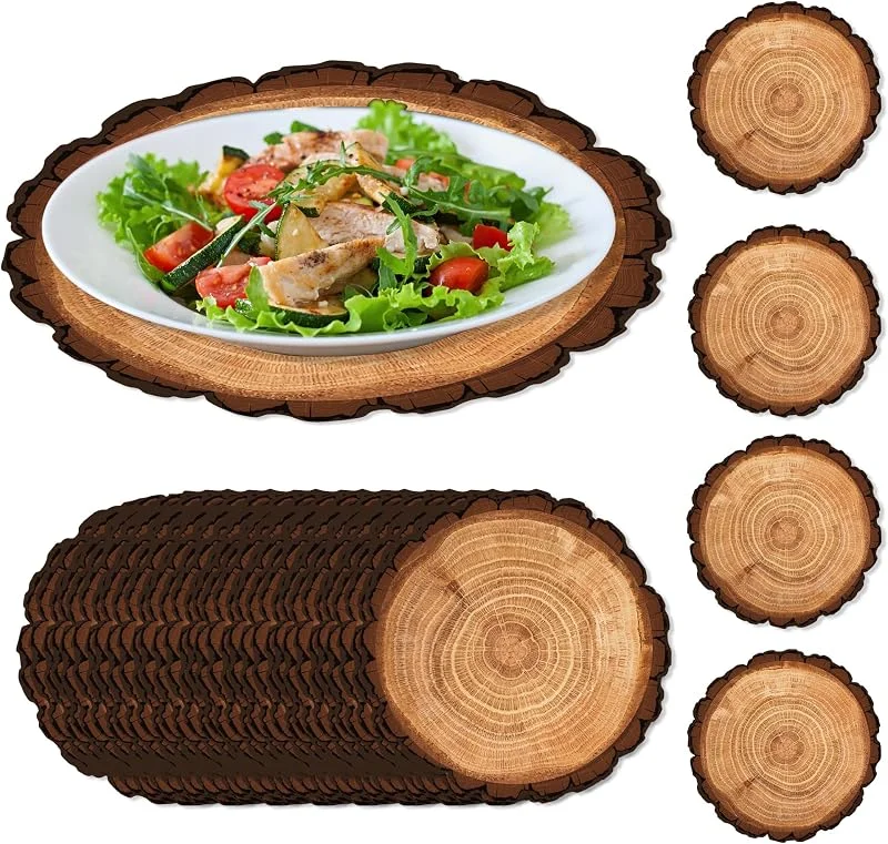 CC HOME Juego de 24 manteles individuales de papel redondo de estilo rústico, manteles individuales desechables de papel kraft marrón para decoración de mesa rústica, boda, fiesta, restaurante y hogar — Hogar y cocina