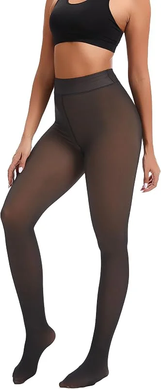 Visita la tienda de ZFSOCK Medias Térmicas Mujer Invierno: Panty Efecto Transparente Forradas en Felpa Leotardos Cintura Alta Moldeadora, Elásticas y Suaves Perfectas con Vestido o Botas - 1 Par M-XL — Ropa Navidad
