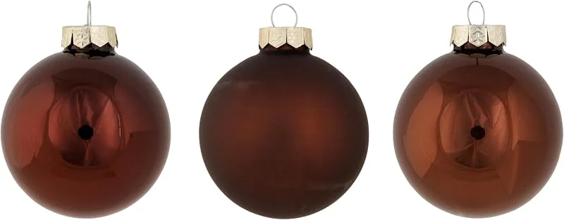Cosy & Trendy Cosy Home Juego de 12 Bolas de Navidad de Cristal, Shiny Matt Opal Marrón, D8 cm — Decoracion Navidad