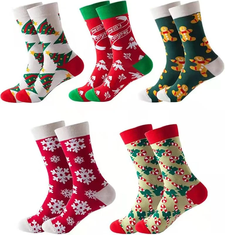 CIZEUR Calcetines Estampados para Mujer, Calcetines de Arte, Novedad Bonita, Calcetines de Fantasía Coloridos Algodón Extraño de moda, Cálidos Cumpleaños — Ropa Navidad