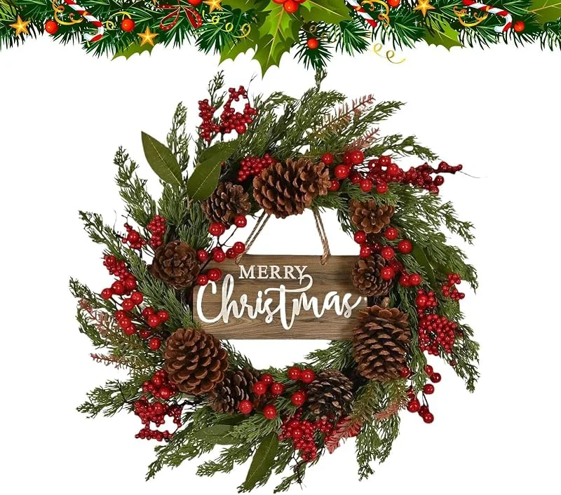 Générique Corona de puerta de Navidad artificial 50 cm Suministros de fiesta con — Decoracion Navidad