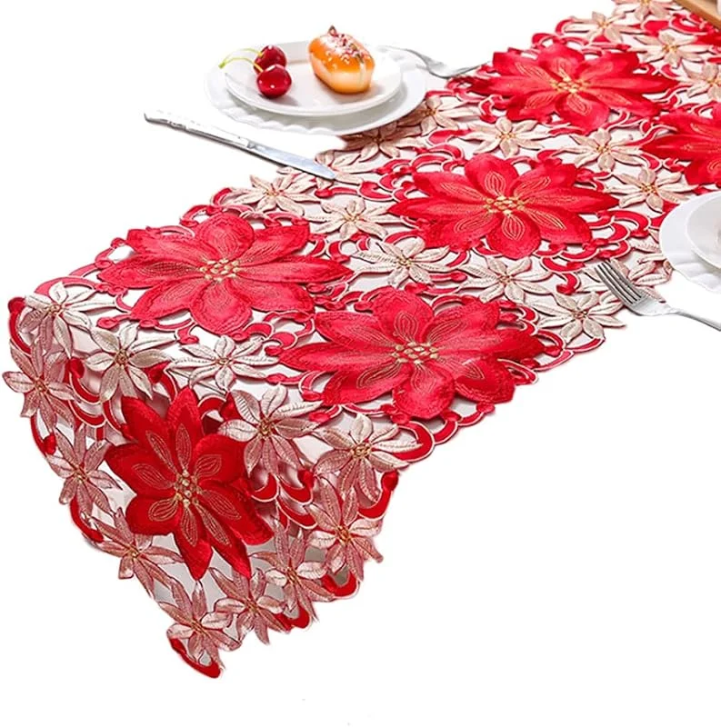 WE-HYTRE Camino de mesa de Navidad, caminos de mesa bordados, camino de mesa de Pascua de lujo para decoración de mantel individual de escritorio de café — Hogar y cocina