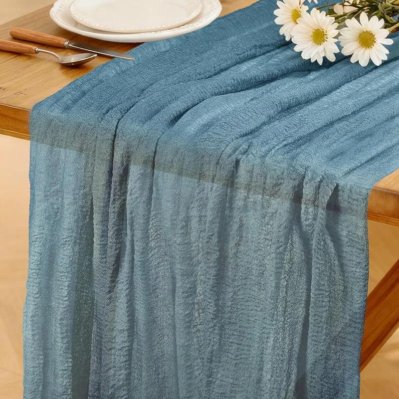 Baosind Camino de Mesa Estilo Bohemio, 280 x 80 CM Camino de Mesa Lavable Rústico Bodas para Fiestas de Año Nuevo, Navidad Despedidas Soltera Decoración Mesas de Cocina (Azul Claro, 80 X 280 CM) — Hogar y cocina