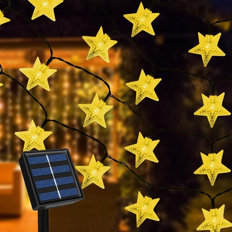 Ninonly Guirnaldas Luces Exterior Solar, 7m 50 LED Luces Estrellas Cadena Solares, 8 Modos Luz Solares Exterior Impermeable, Cadena Luces Decoración para Jardín Navidad Festivales Dormitorio Bodas — Luces Navidad