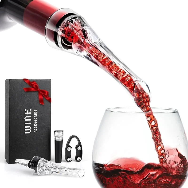 NEUTYPECHIC Decantador de Vino Antigoteo, Aireador Vino Material Seguro, Aireador de Vino para Botella con Tapón de Vino al Vacío, Exquisita Caja de Regalo Escanciador de Vino para Fiesta, Cena, Bare — Vino y mesa festiva