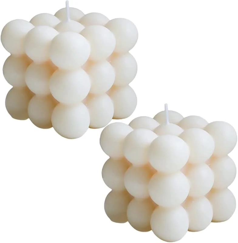 HUATEEN Vela de Burbuja, 2 PCS Sostenible Bubble Vela de Cera de Soja Natural Bubble Candles Decorativa Cube Lindo Vela Perfumada Velas de Aromaterapia Vela Relajante Presenta Vela Estética para Decoración — Cena a la luz de velas
