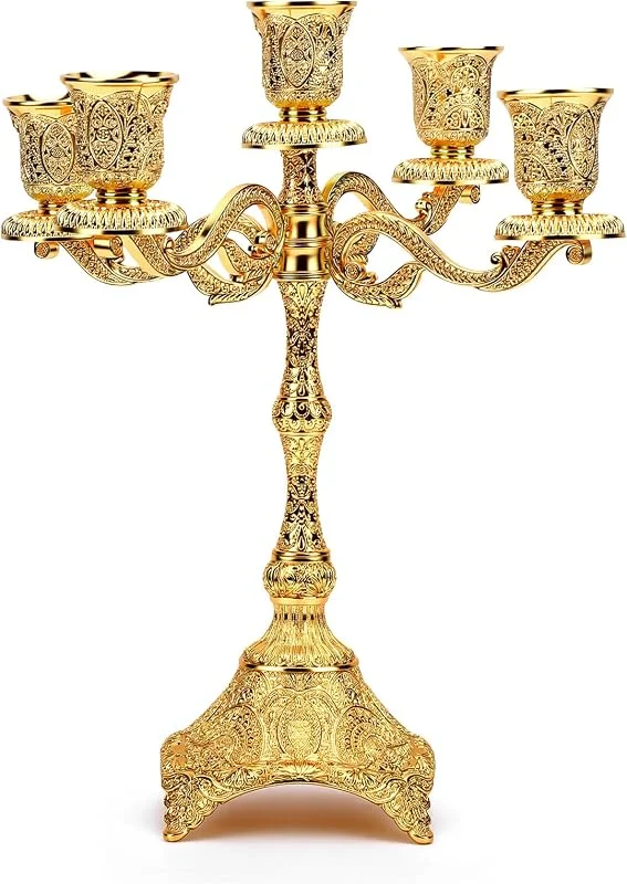 Visita la tienda de Gugxiom Gugxiom 5 candelabros de metal armado para candelabros, retro, 31 cm — Cena a la luz de velas