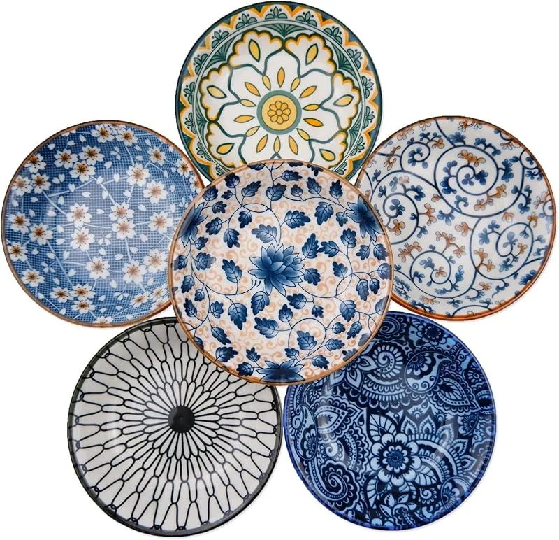 TuYines Cuencos de porcelana, Servier Set 6Pcs, Juego de Tapas, para Salsa, Sushi, Aperitivos, Diámetro 10 cm — Adviento y mesa