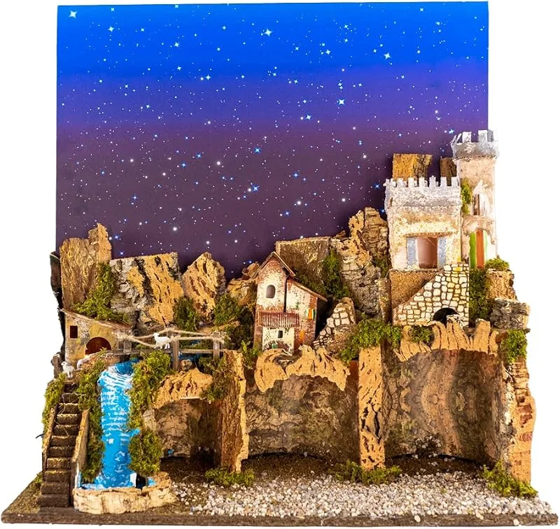 Visita la tienda de Holyhome Holyhome Belén de 60 x 34 x 44 cm (23, 62 x 13, 38 x 17, 32 pulgadas) con luz y cielo estrellado de fibra óptica, fabricado y pintado a mano — Decoracion Navidad