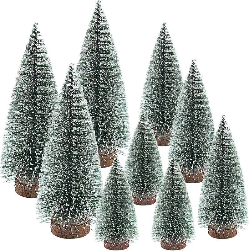 JJQHYC 9 Mini árboles de Navidad, Escena de Pueblo de Navidad, decoración Festiva — Decoracion Navidad