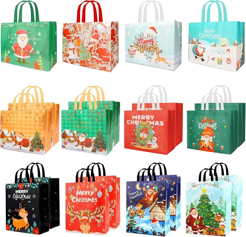 Seruno X 20 Bolsa De Regalo NavideñO, Bolsa Reutilizable de Tela no Tejida, Incluye 4 Extra Grandes, 8 Grandes, 8 Medianas, Bolsas de Navidad De Tela No Tejida Para Regalos, Fiestas Y Regalos NavideñOs — Envoltorio regalo