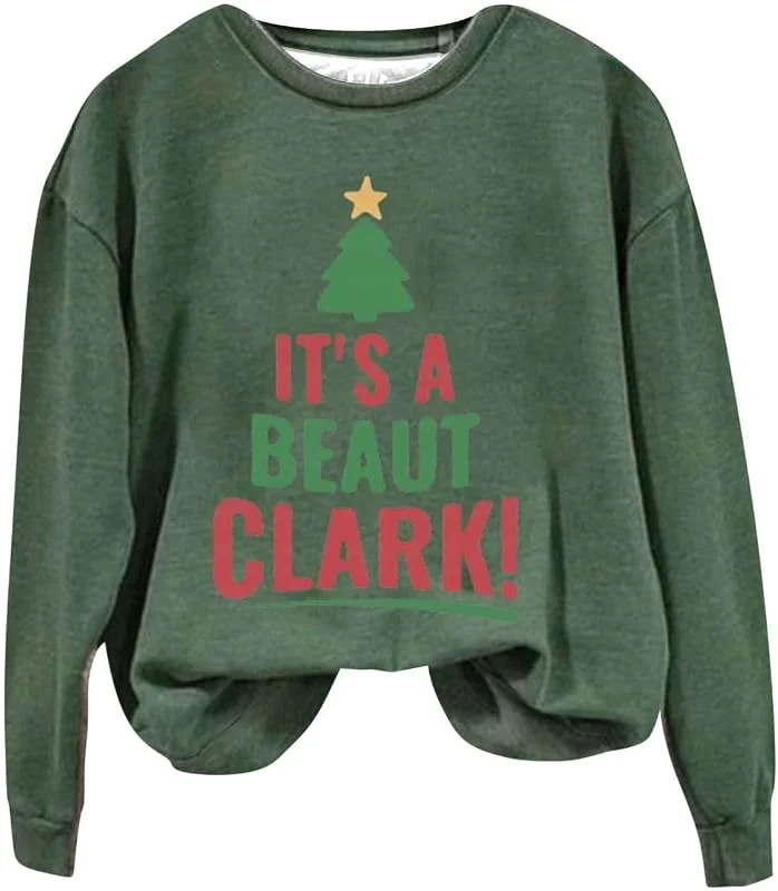 Generic HUIFUAO Sudaderas de Feliz Navidad para mujer, suéter de Navidad para mujer, árbol de Navidad, manga larga, suéteres de Navidad para mujer — Ropa Navidad
