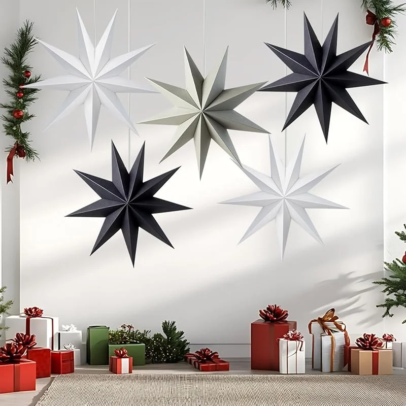 Qanye 5 estrellas de papel 3D 30, 45 cm, para colgar, decoración navideña — Decoracion Navidad