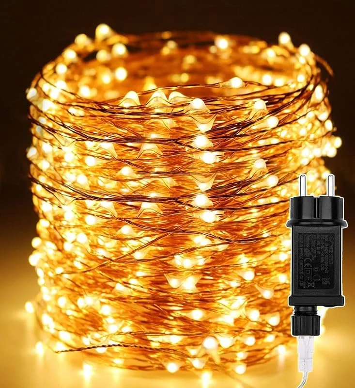 Erwawee Cadena de Luces Navidad 50M 500 LED Alambre de cobre, Guirnaldas luminosas con 8 Modo de Iluminación, Exterior Impermeable IP44 para decoración Interior, Árbol, Fiestas, Bodas, Jardín, Blanco cálido