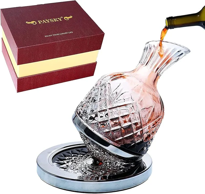 Paysky Decantador de vino giratorio de 1, 275 g, cristal giratorio, caja de regalo, regalo de boda, cumpleaños, banquete, cena — Vino y mesa festiva