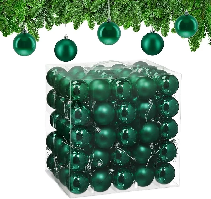 Visita la tienda de Relaxdays Relaxdays Bolas Árbol Navidad, Set de 100, Plástico, Diseño en Mate y Brillante, 6 cm, Adornos Navideños, Verde Oscuro — Decoracion Navidad