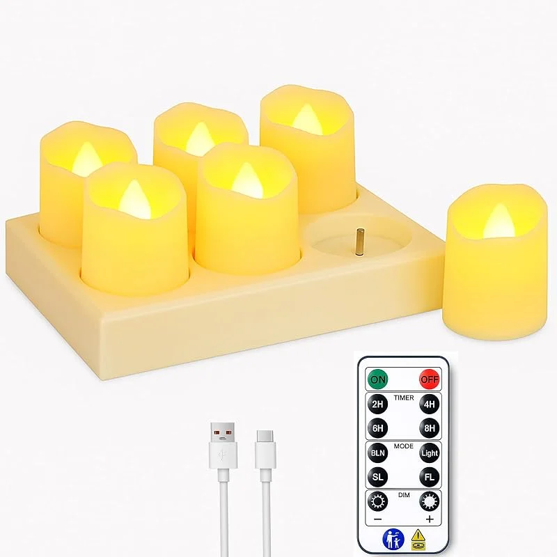 Visita la tienda de CILIENG 6 piezas Velas LED Recargables Ø 4cm x H 4, 6cm — Cena a la luz de velas