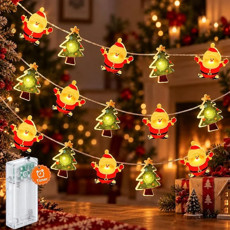 ALEGRE Cadena de luces de Navidad con temporizador, 2 m, 20 ledes — Luces Navidad