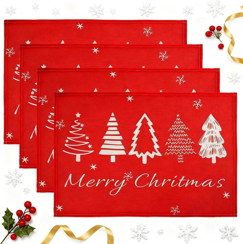 Visita la tienda de Jecdfs 4pcs manteles Individuales decoración navideña, salvamanteles Individuales Navidad, bajo Platos 30x45 cm, Decoración de Mesa para Navidad y Fiestas de Invierno — Hogar y cocina