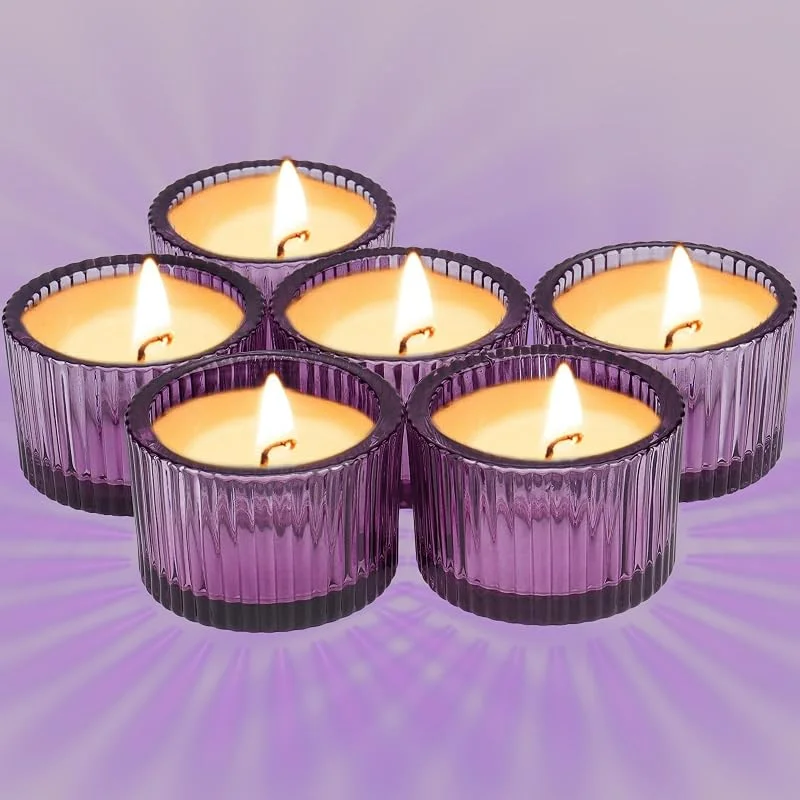 Roellgs Juego de 12 portavelas pequeños de color ámbar, 2.2 x 1.4 pulgadas, mini portavelas de cristal marrón, decoración del hogar, portavelas transparente para centros de mesa y decoración de boda — Cena a la luz de velas