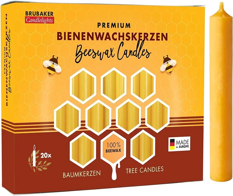 Visita la tienda de BRUBAKER Brubaker 20 Paquetes de Velas de Árbol 100% de Cera de Abeja — Cena a la luz de velas