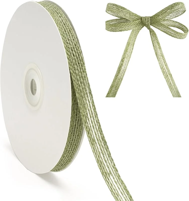 Visita la tienda de G2PLUS G2PLUS Cinta Navideña, 10mmx18m Cinta Yute Verde Salvia, Cintas Regalo — Envoltorio regalo