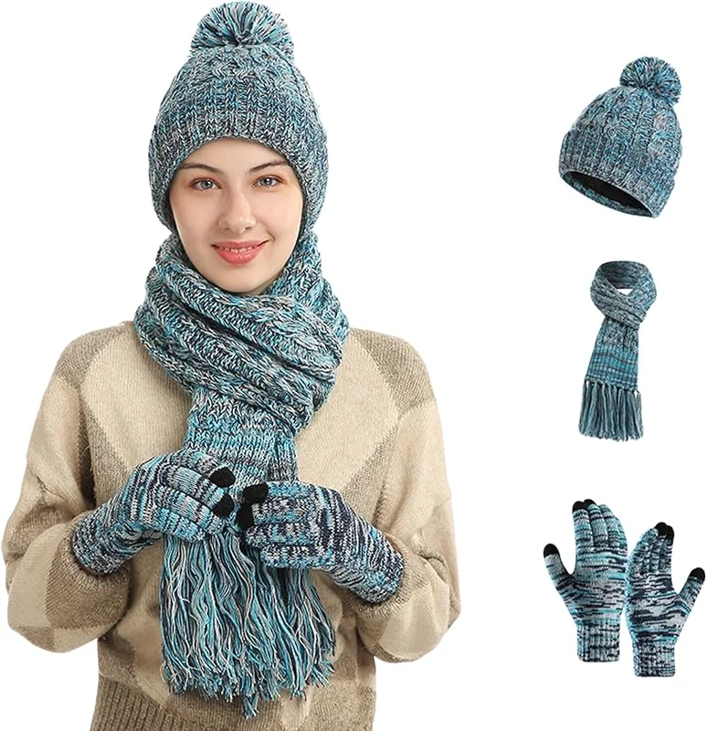 Visita la tienda de KRIPINC Conjunto Bufanda y Gorro y Guantes Mujer 3 en 1 Térmico Invierno — Ropa Navidad
