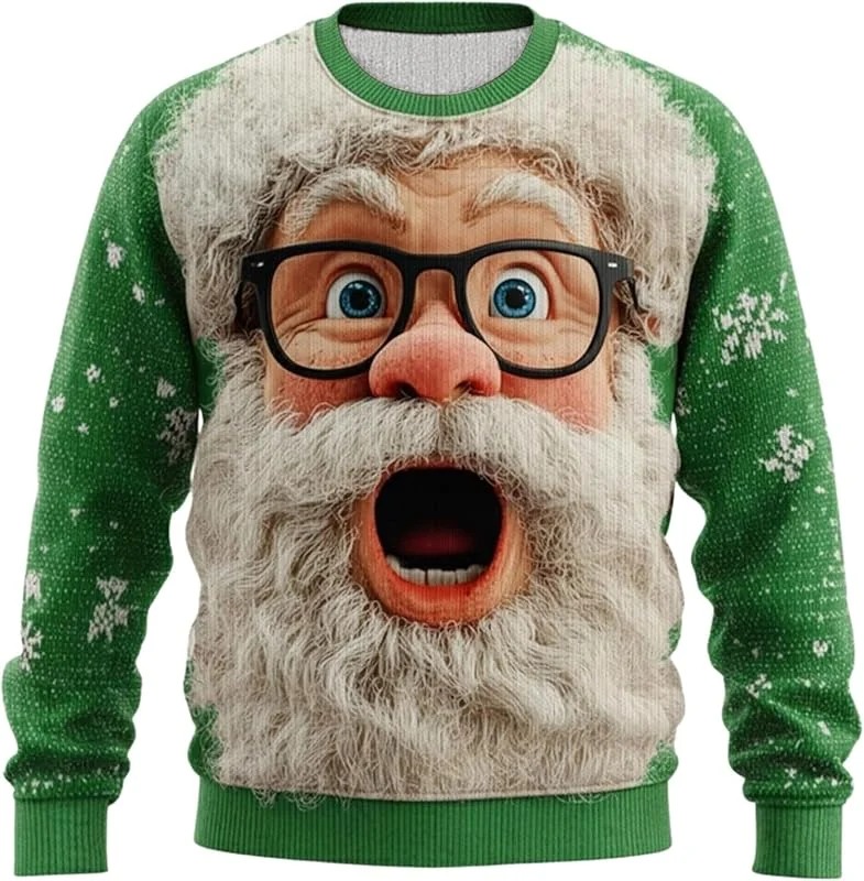 Genérico Jersey de Navidad para hombre, divertido suéter navideño para hombre, suéter de Papá Noel, diseño de Navidad, suéter de Navidad, disfraz de invierno, cálido, suéter de Navidad, hombres — Ropa Navidad