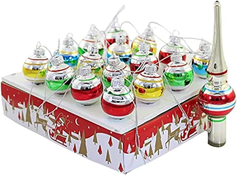 Kurt S. Adler Kurt Adler - Adornos en Miniatura y Copa de árbol, 16 Unidades — Decoracion Navidad