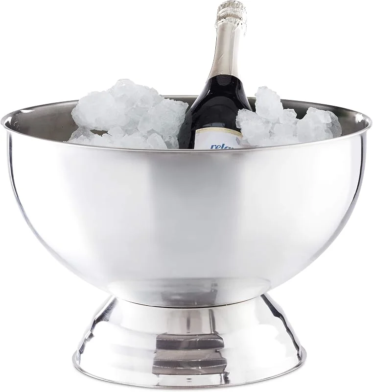 Visita la tienda de Relaxdays Relaxdays Enfriador de Botellas XXL, Cubitera Grande, Acero Inoxidable, Plateado, 36, 5 cm — Vino y mesa festiva
