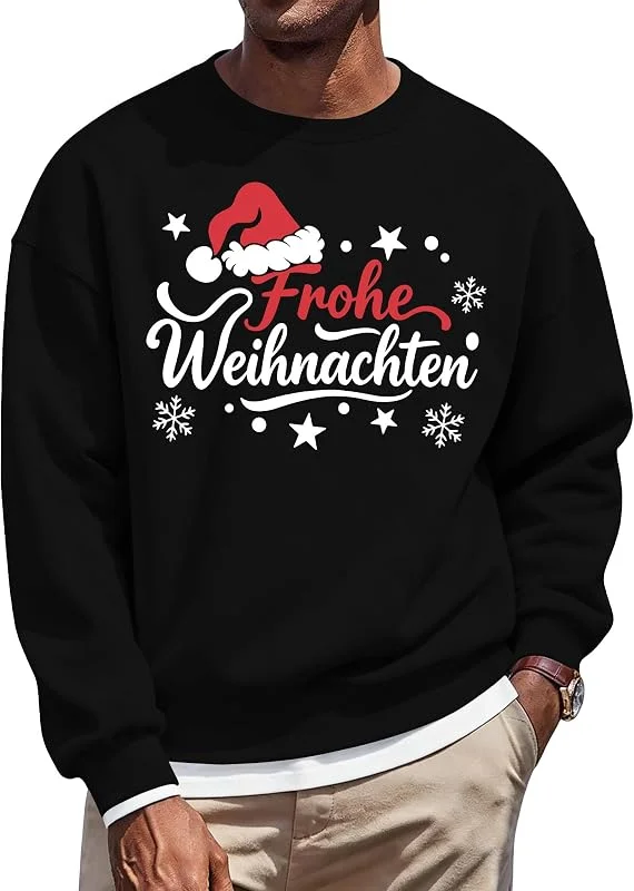 Visita la tienda de tiorhooe tiorhooe T Jersey de Navidad para hombre de manga larga con diseño festivo — Ropa Navidad