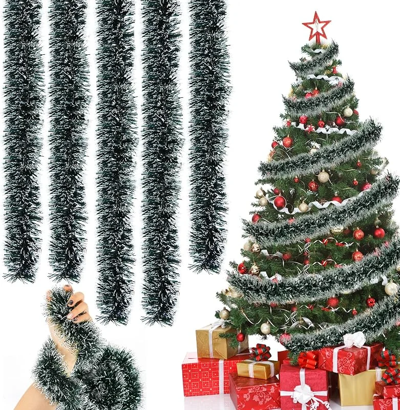 LXYYDS Guirnalda Navideña Verde, 5 Piezas 2 Metros de Oropel, Pino Artificial Para Decoraciones Interiores y Exteriores — Decoracion Navidad