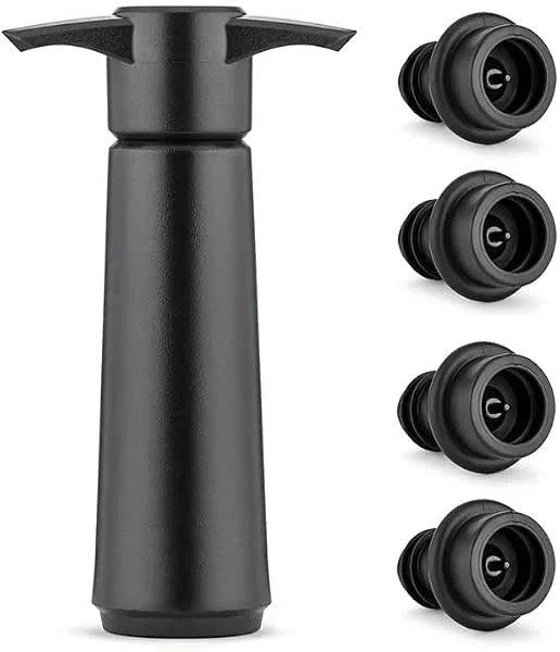 TOWEBOORY Bomba de Vacío Wine Saver con 4, 20, 24 Tapones, Tapón de Vacío de Vino Set de Bomba de Vacío y Tapóns para Vino Sellador de Botellas Reutilizable Que Mantiene el Vino Fresco (4 Tapones) — Vino y mesa festiva
