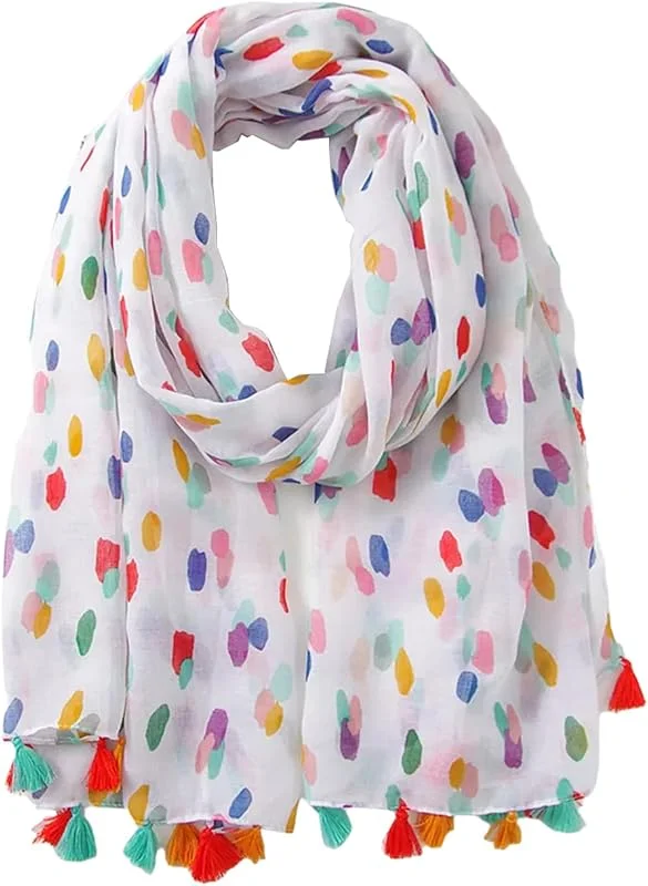 FAIRYGATE Bufandas Para Mujer Estampado Floral Clásica Patrón Geométrico Cadena Letras Pañuelo Ligero y Suave Estola Chal De Playa Durante Cubre Bikini Toda La Temporada — Ropa Navidad