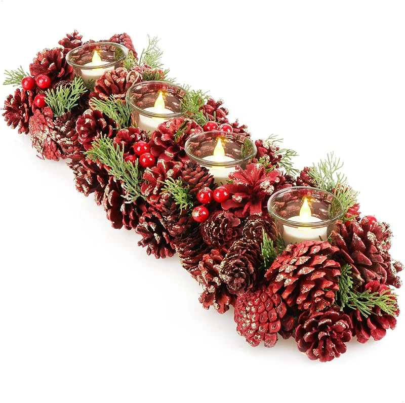 Visita la tienda de com-four COM-FOUR® Corona de adviento Alargada, candelero de Navidad para 4 Velas — Decoracion Navidad
