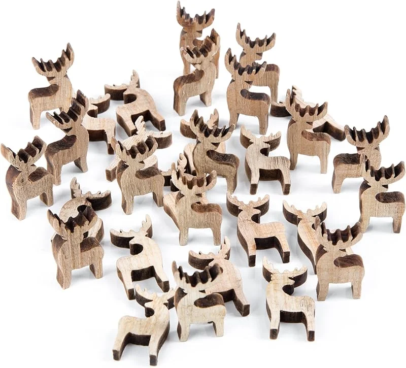 Visita la tienda de Logbuch-Verlag Mini renos madera, 32 unidades: figuras decorativas Navidad pequeñas, adornos naturales para mesa y corona Adviento, decoración navideña artesanal, figuritas para manualidades, ciervos rústicos, 4 cm — Decoracion Navidad