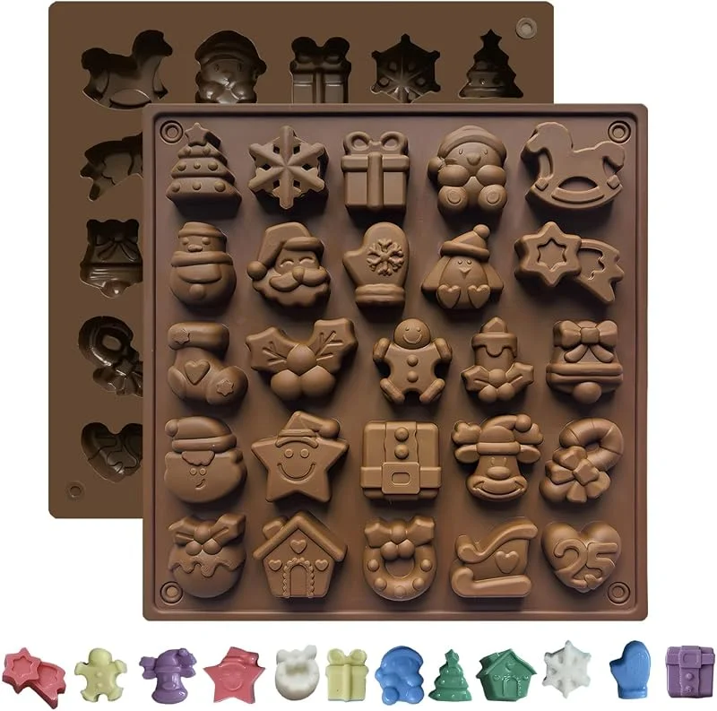 Huahuanghui Juego de 2 moldes de silicona pequeños, diseño de Navidad — Hogar y cocina