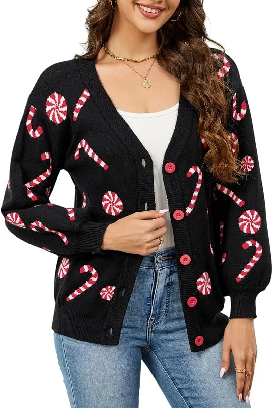 LUBOT Suéter de Navidad Feo para Mujer, Mezcla de acrílico Suave, Lindo, Esponjoso, Divertido, Invierno, Vacaciones, Fiestas, suéter de Punto — Ropa Navidad