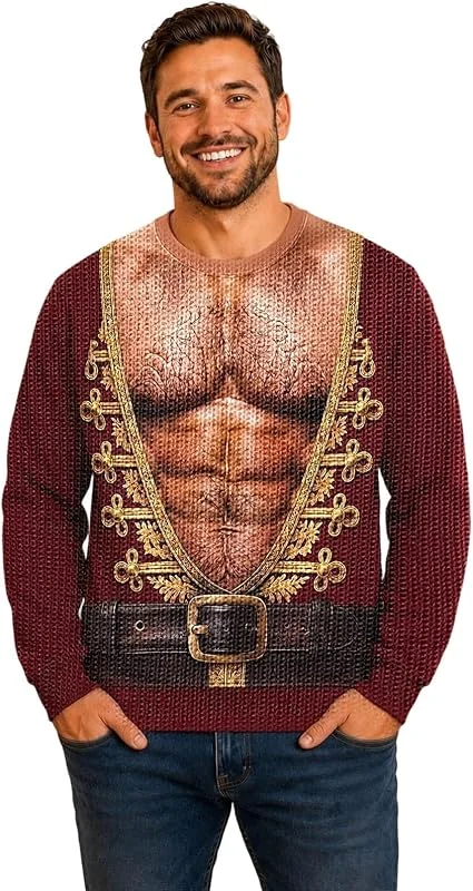 Genérico Jersey de Navidad para Hombre con Estampado 3D Ugly Christmas Sweater Unisex Couple Suéter Papá Noel Impresión — Ropa Navidad