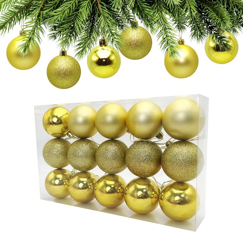 Visita la tienda de AITODOS TA AiTodos® 15 Bolas de Navidad Juego, Irrompibles 60mm, Doradas — Decoracion Navidad
