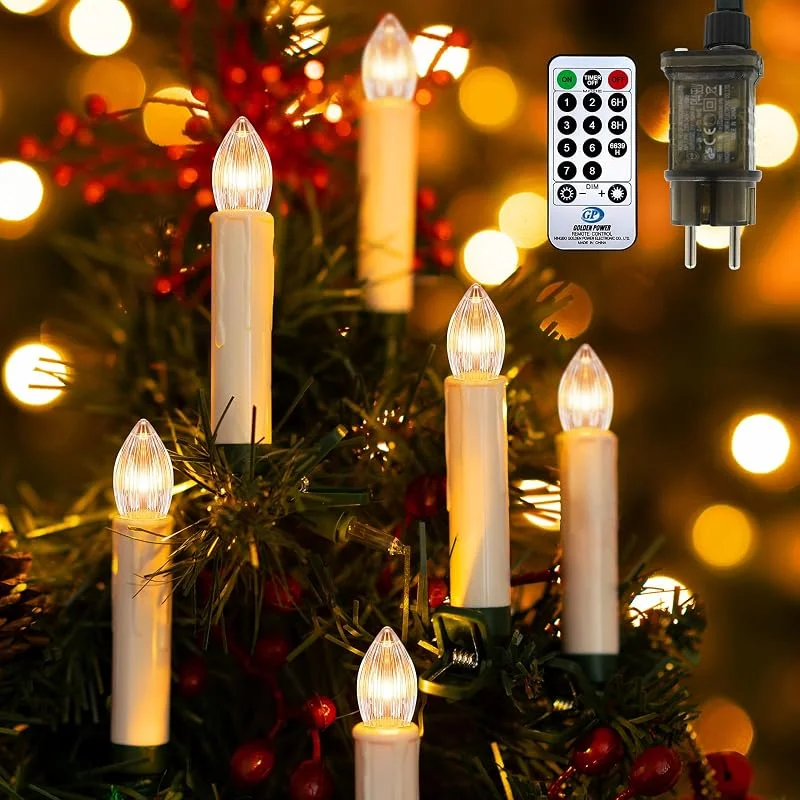 A.bigwhale Guirnalda luminosa con Velas para árbol de Navidad, Cadena de luces LED 30 Velas Arbol Navidad Interior, Iluminación para árbol, Decoración Navideña — Luces Navidad