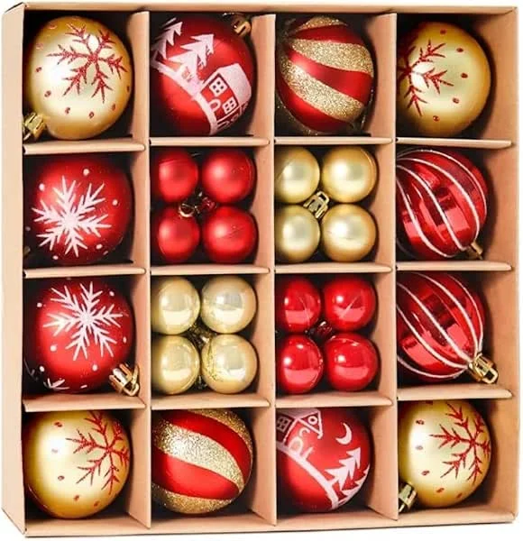 Yukiyi Bolas de Navidad, 42 bolas de árbol de Navidad rojas y Dios, adornos colgantes de Navidad, decoración de árbol de Navidad, bolas inastillables, decoración de temporada, invierno, vacaciones, fiesta — Decoracion Navidad