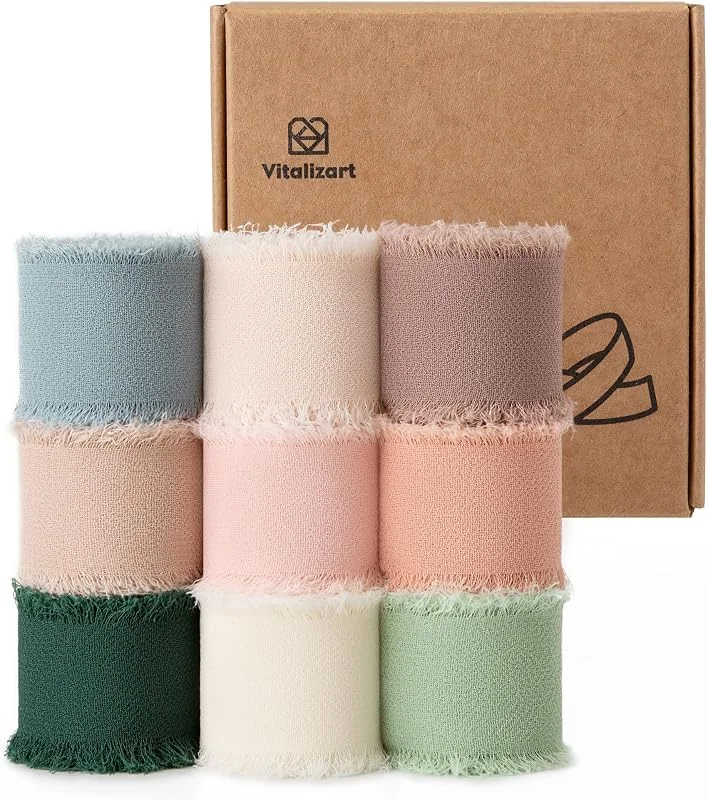 Visita la tienda de Vitalizart Vitalizart Cinta de Chifón 9 Colores Mezclados 2, 5 cm x 24, 7 m para DIY — Envoltorio regalo