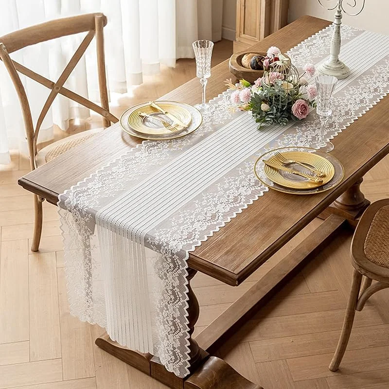 Gsrhzd Camino Moderno de Encaje Blanco 45x240CM para Fiestas, Diario, San Valentín, Boda y Navidad — Hogar y cocina