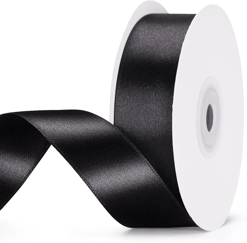 Visita la tienda de G2PLUS G2PLUS Cinta de Raso Negro, 25mmx22m Cinta Regalo Doble Cara de Poliéster — Envoltorio regalo