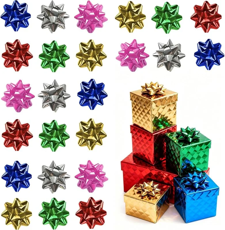YUSHWENPTY Lazos para Regalo Autoadhesivo, 24 Piezas Lazos Regalo Navidad, 2, 5 cm Lazo Regalos Mini, Lazo Decorativos Regalos para Navidad, Boda, Fiesta — Envoltorio regalo