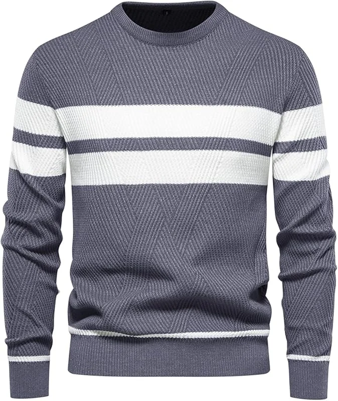 Visita la tienda de Genfien Genfien Jersey para Hombre Cuello Redondo A Rayas — Ropa Navidad