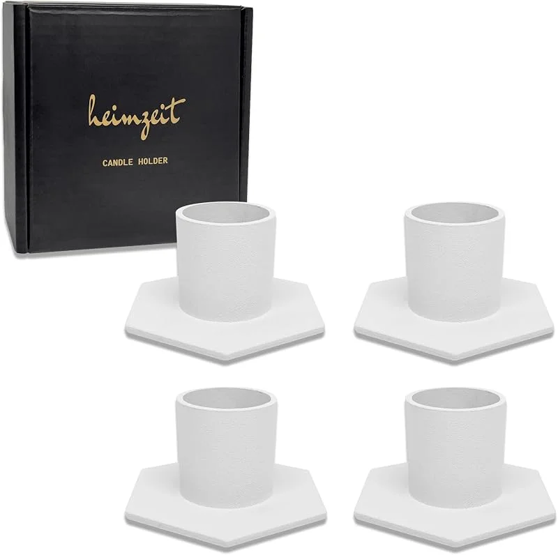 Visita la tienda de heimzeit Portavelas de Metal Ø22 mm, 4 Unidades Hexagonal, en Blanco — Cena a la luz de velas