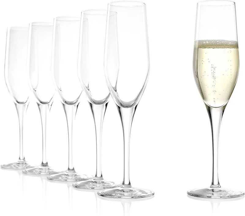 Visita la tienda de Stölzle Lausitz Stölzle Lausitz Copas de Champán Exquisit Set de 6, 175ml – Elegantes Flûtes de Cristal Ideales para Champagne y Prosecco – Apto para Lavavajillas y Resistente a Golpes, Fabricado en Alemania — Vino y mesa festiva