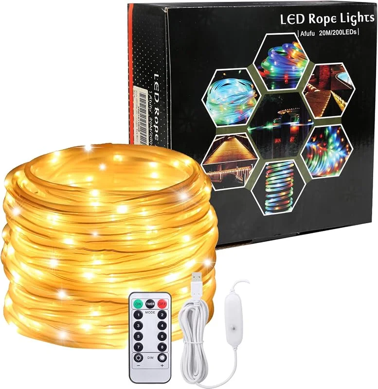 Visita la tienda de Afufu LED Luz Guirnalda Exterior USB 20M con 200leds, Mangueras Luces Led blanco cálido, Cadena de Luces Led, Temporizador, Resistente al Agua para Jardín, Terraza, Navidad etc — Luces Navidad